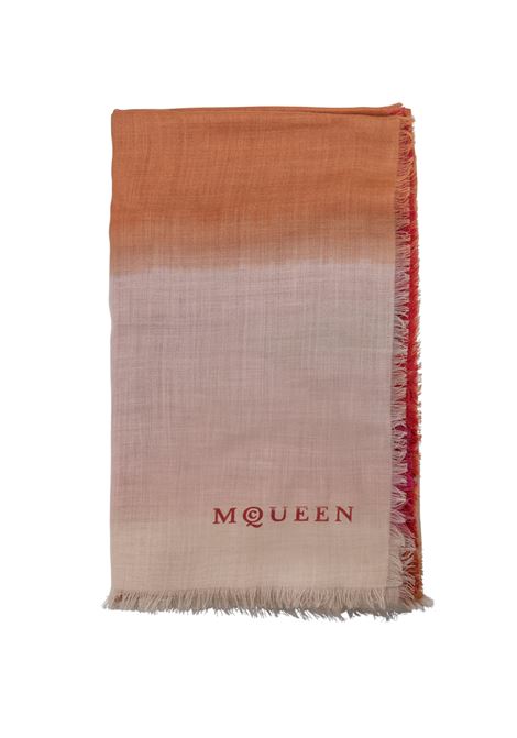 Foulard In Cashmere Sfumato Ocra/Rosso ALEXANDER MCQUEEN | 814421-3201Q7774
